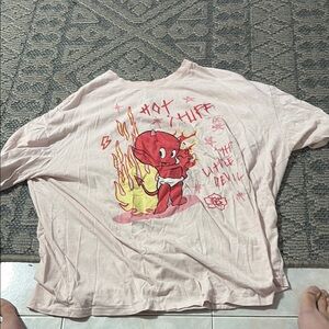 Pink Short Sleeve Tee with Cartoon Graphic